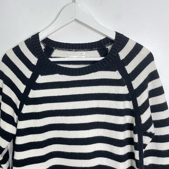Anthropologie Rebekah Sz M Black White Striped Raglan Sleeve Knit Tunic Sweater - Picture 6 of 10